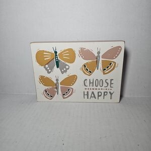 Choose Happy Neutral Color Butterfly Block Sign